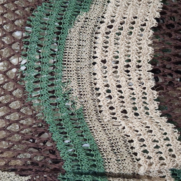 NWT BEIGE GREEN MULTICOLOR BEADED CROCHET OVERSIZED KNIT SWEATER LIMITED EDITION - Picture 10 of 10